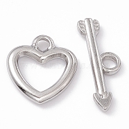 304 Stainless Steel Toggle Clasps, Heart, Stainless Steel Color, Heart: 14.5x13x2mm, Hole: 2mm, 6x9mm inner diameter, Bar: 7x20x2mm, hole: 2mm(STAS-G299-02P)