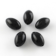 Oval Imitation Gemstone Acrylic Beads, Black, 20x12mm, Hole: 2.5mm, about 260pcs/500g(OACR-R026-01)