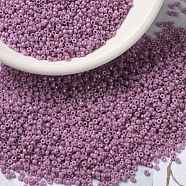 MIYUKI Round Rocailles Beads, Japanese Seed Beads, 15/0, (RR1867) Opaque Dark Orchid Luster, 15/0, 1.5mm, Hole: 0.7mm, about 27777pcs/50g(SEED-X0056-RR1867)
