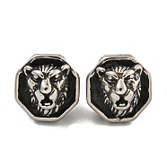 316 Surgical Stainless Steel Large Hole Beads, Lion Head, Antique Silver, 15x14x8mm, Hole: 9mm(STAS-Q326-05AS-02)