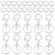 40Pcs Alloy Split Key Rings, Keychain Clasp Findings, with 100Pcs 304 Stainless Steel Open Jump Rings, Platinum, 66mm(DIY-DR0001-13)