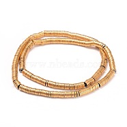 Electroplate Non-magnetic Synthetic Hematite Beads Strands, Long-Lasting Plated, Heishi Beads, Flat Round/Disc, Golden Plated, 4~4.5x0.8~1.1mm, Hole: 1mm, about 370pcs/strand, 15.7 inch(40cm)(G-I260-07A)