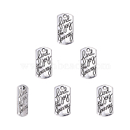 Tibetan Style Alloy Rectangle Pendants, with Words Find Joy in the Journey, Antique Silver, 21x10.5x2mm, Hole: 2mm, 80pcs/box(TIBEP-PH0004-89)