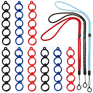 3Pcs 3 Colors Nylon Cord Neck Straps, Electronic Cigarette Lanyard Strap, with Plastic & Silicone Findings and 45Pcs 3 Colors Silicone Pendant, Mixed Color(DIY-GF0008-34A)