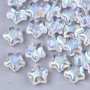 Transparent Glass Beads, AB Color Plated, Star, Clear AB, 8x8x4mm, Hole: 0.8~1mm(GLAA-N035-01-B01)