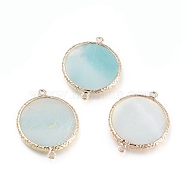 Natural Amazonite Links connectors, with Golden Tone Brass Findings, Flat Round, 29x23x2mm, Hole: 1.5mm(G-L514-025B)