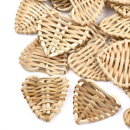 Handmade Reed Cane/Rattan Woven Beads, For Making Straw Earrings and Necklaces, No Hole/Undrilled, Heart, BurlyWood, 37~42x41~45x6~8mm(WOVE-T005-22A)