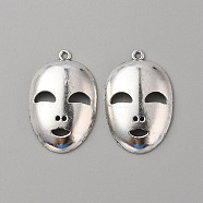 Tibetan Style Alloy Pendants, Face, Antique Silver, 38.5x24.5x5mm, Hole: 2mm(FIND-CJC0016-32)