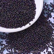 MIYUKI Round Rocailles Beads, Japanese Seed Beads, 11/0, (RR454) Metallic Dark Plum Iris, 2x1.3mm, Hole: 0.8mm, about 1111pcs/10g(X-SEED-G007-RR0454)
