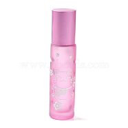 Glass Roller Bottles, with Lid and Glass Roller Balls, Refillable Bottles, Column with Fortune Cat Pattern & Chinese Character, Pearl Pink, 2x8.6cm, Hole: 9.5mm, Capacity: 10ml(0.34fl. oz)(MRMJ-M002-04B-03)