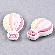 Food Grade Eco-Friendly Silicone Pendants, Hot Air Balloon, Light Coral, 28x22x9~10mm, Hole: 2mm(SIL-N002-08E)
