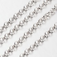 Iron Rolo Chains, Belcher Chain, Unwelded, with Card Paper, Lead Free, Silver Color Plated, Size: Chain: about 4mm in diameter, 1mm thick(X-CH-S078-S-LF)