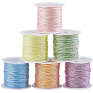 6 Rolls 6 Colors 12-Ply Polyester Thread, Chinese Knotting Cord, for Woven Bracelet Necklace Making, Mixed Color, 0.8mm, about 19.69~22.97 Yards(18~21m)/Bag, 1 roll/color(OCOR-SC0001-06A)