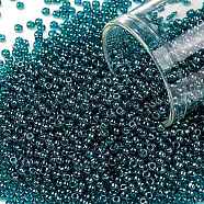 TOHO Round Seed Beads, Japanese Seed Beads, (108BD) Transparent Luster Teal, 11/0, 2.2mm, Hole: 0.8mm, about 1110pcs/10g(X-SEED-TR11-0108BD)