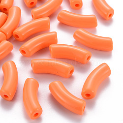 Opaque Acrylic Beads, Curved Tube, Coral, 36x13.5x11.5mm, Hole: 4mm, about 133pcs/500g(MACR-S372-001B-S025)