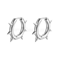 Stainless Steel Hoop Earrings for Men, Rivet, Platinum, 16x21mm(PW-WGCB245-02)