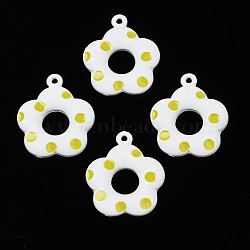 Spray Painted Alloy Pendants, Cadmium Free & Nickel Free & Lead Free, Flower, Dark Khaki, 22x19.5x2mm, Hole: 1.4mm(PALLOY-S142-002B-NR)