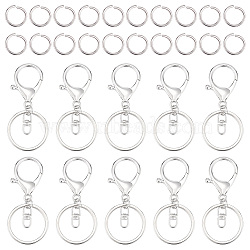 40Pcs Alloy Split Key Rings, Keychain Clasp Findings, with 100Pcs 304 Stainless Steel Open Jump Rings, Platinum, 66mm(DIY-DR0001-13)