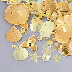 Ornament Accessories, PVC Plastic Paillette/Sequins Beads, Mixed Shapes, Goldenrod, 3~21x3~21x0.4~3mm, Hole: 1~1.6mm(PVC-T005-075I)