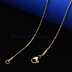 PVD Vacuum Plating 304 Stainless Steel Boston Link Chain Necklace, with Lobster Claw Clasp, Real 18K Gold Plated, 19.68 inch(50cm)x1.6mm(NJEW-S420-006D-G)