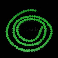 Luminous Glass Bead Strands, Glow in the Dark, Faceted, Round, White, 3x2.7mm, Hole: 0.7mm, about 125~127pcs/strand, 14.49''(36.8cm)(GLAA-H018-01A)