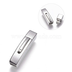 304 Stainless Steel Bayonet Clasps, Stainless Steel Color, 28.5x6mm, Hole: 4x4mm(STAS-O114-047B-P)