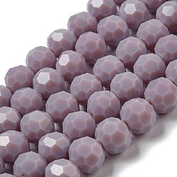 Opaque Glass Beads Stands, Faceted(32 Facets), Round, Old Rose, 10mm, Hole: 1.8mm, about 66~68pcs/strand, 24.02''~24.13''(61~61.3cm)(EGLA-A035-P10mm-D11)