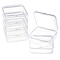 Square Plastic Bead Storage Containers, Clear, 7.4x7.3x2.5cm(CON-FS0001-07B)