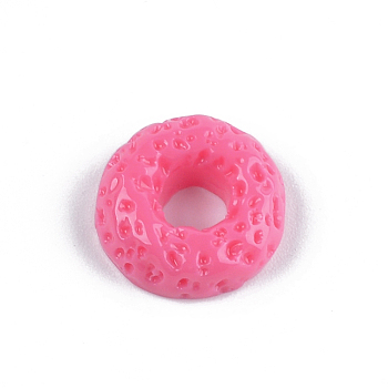 Resin Decoden Cabochons, Donut, Imitation Food, Deep Pink, 16x5.5mm