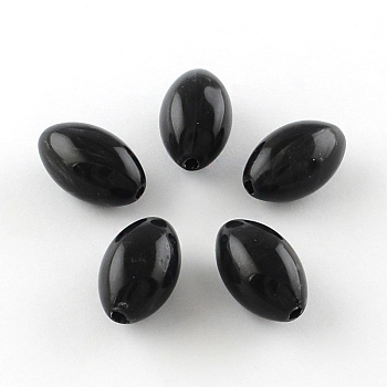 Oval Imitation Gemstone Acrylic Beads, Black, 20x12mm, Hole: 2.5mm, about 260pcs/500g