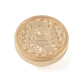 Christmas Series Wax Seal Brass Stamp Head, for Wax Seal Stamp, Golden, Christmas Tree, 25x15mm, Inner Diameter: 7mm