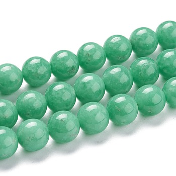Natural Glass Beads Strands, Round, Spring Green, 10~10.5mm, Hole: 1mm, about 39pcs/strand, 15.47 inch(39.3cm)