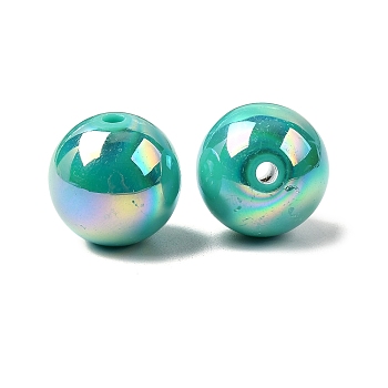 Opaque Acrylic Beads, AB Color Plated, Round, Dark Turquoise, 20x19mm, Hole: 2~3mm, about 111pcs/500g