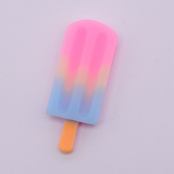 Resin Decoden Cabochons, Imitation Food, Ice-Lolly, Hot Pink, 37x15x6mm