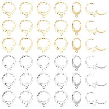 304 Stainless Steel Leverback Earring Findings, with Loop, Bead Container, Golden & Stainless Steel Color, 6.8x5.2x1.1cm, 60pcs/box