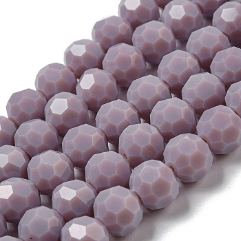 Opaque Glass Beads Stands, Faceted(32 Facets), Round, Old Rose, 10mm, Hole: 1.8mm, about 66~68pcs/strand, 24.02''~24.13''(61~61.3cm)