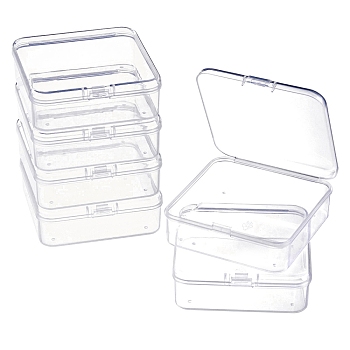 Square Plastic Bead Storage Containers, Clear, 7.4x7.3x2.5cm