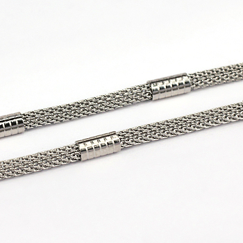 304 Stainless Steel Mesh Chains, Unwelded, Stainless Steel Color, 3mm