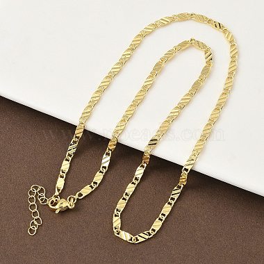 3MM Brass Textured Oval Link Chain Necklaces for Women(NJEW-K271-11G)-1
