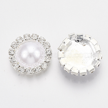 16mm Silver White Half Round ABS Plastic Cabochons