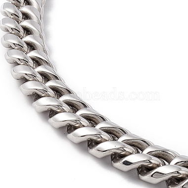 304 Stainless Steel Curb Chains Necklace with Rhinestone Skull for Men Women(NJEW-E155-09P)-2