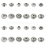 120Pcs 12 Styles Tibetan Style Alloy Spacer Beads, Flat Round, Antique Silver, 5~11x5~11x3~4mm, Hole: 1~1.6mm, 10pcs/style(FIND-CJ0002-91)
