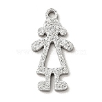 Non-Tarnish 304 Stainless Steel Textured Pendants, Girl, Stainless Steel Color, 14.5x7x1mm, Hole: 1.2mm(STAS-J040-06B-P)