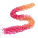Transparent Gradient Color Glass Beads Strand, Segmented Multi-color Beads, Faceted, Rondelle, Cerise, 3mm, about 134~140pcs/strand, 13.39~13.98 inch(34~35.5cm)(GLAA-TAC0022-05D)