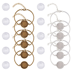 DIY Blank Dome Flat Round Link Bracelet Making Kit, Including Alloy Bracelet Making, Glass Cabochons, PE Thin Film Sticker, Antique Bronze & Platinum, 44Pcs/box(DIY-FH0005-75)