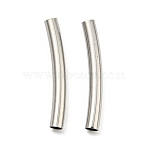 Non-Tarnish 304 Stainless Steel Tube Beads, Curved Tube, Stainless Steel Color, 20x2.5mm, Hole: 2mm(STAS-B047-27E-P)