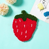 DIY Coaster Punch Embroidery Beginner Kits, including Wood Punch Needle Pen, Strawberry, 150x120mm(PW-WG77434-03)