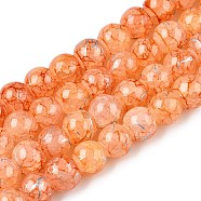 Drawbench Crackle Glass Beads Strands, Rondelle, Coral, 8x7mm, Hole: 1.2mm, about 109~113pcs/strand, 30.51~31.30 inch(77.5~79.5cm)(GLAA-N006-8mm-12)