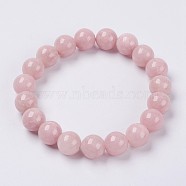 Natural Yellow Jade Beaded Stretch Bracelet, Dyed, Round, Lavender Blush, 2 inch(5cm), Beads: 8mm(BJEW-P209-02-8mm)