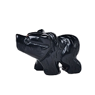 Natural Obsidian Carved Bear Figurines, for Home Office Desktop Feng Shui Ornament, 40x25mm(PW-WG26980-09)